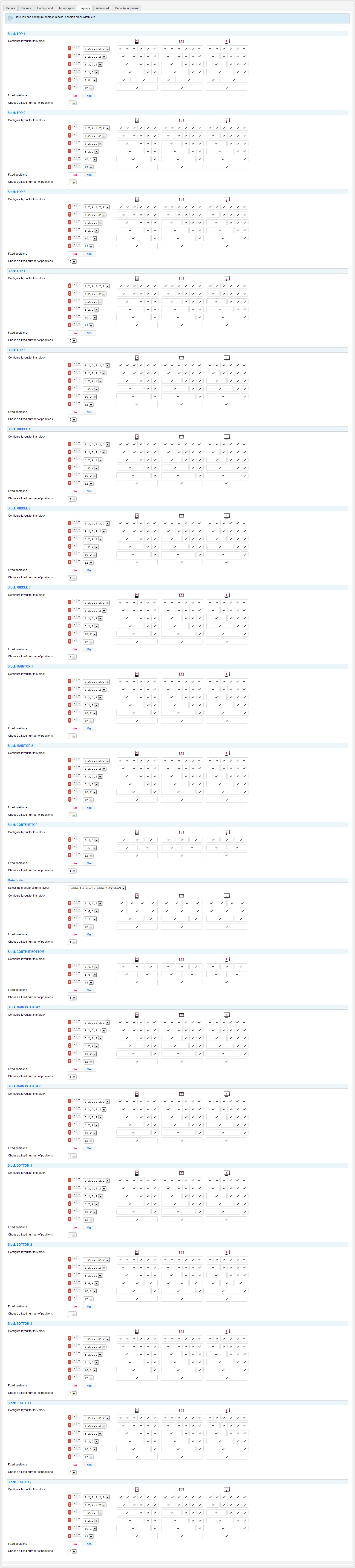 template configurations